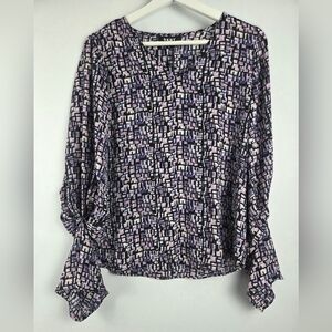 DKNY Multicolored Purple Long Sleeve Women's Top Size XS NWT